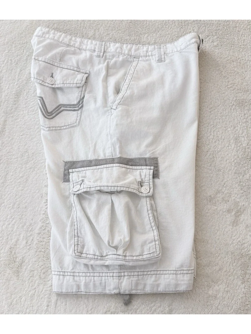 INC Men’s Cargo Shorts White Linen Cotton Size 34 Casual Summer